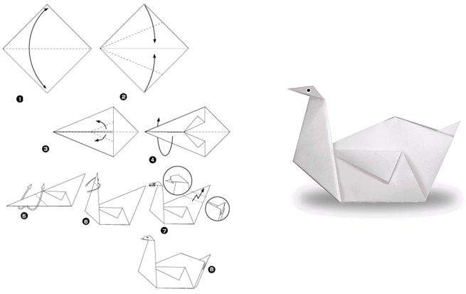 простой бумажный лебедь оригами