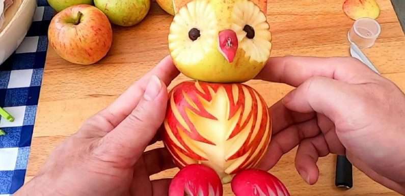 как сделать сову из яблок