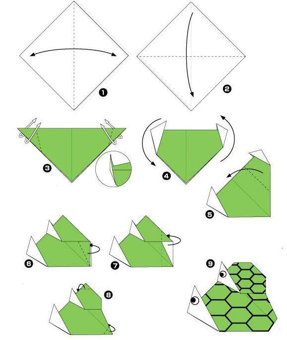 схема оригами черепахи с малышом