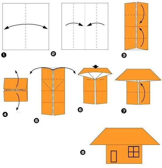 схема оригами домика