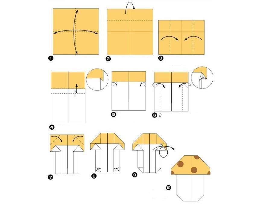 схема оригами гриба